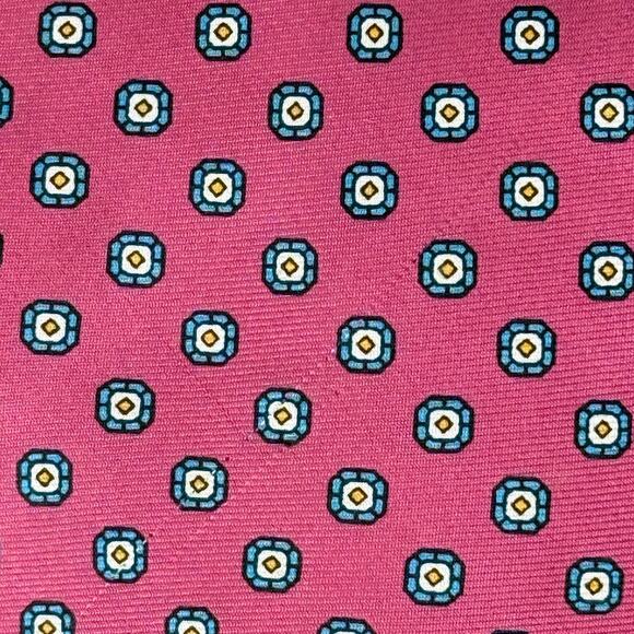 Chaps Ralph Lauren Silk Tie Pink Blue Geometric Floral Made USA - Picture 4 of 6